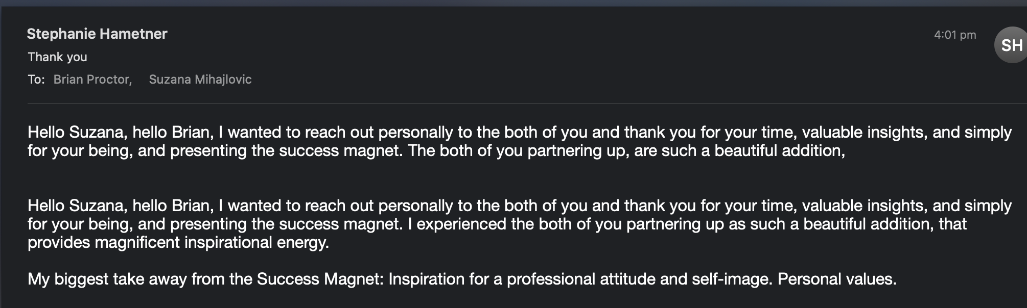 Success Magnet client testimonial 3